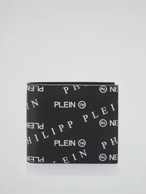 Black Monogram Print French Wallet