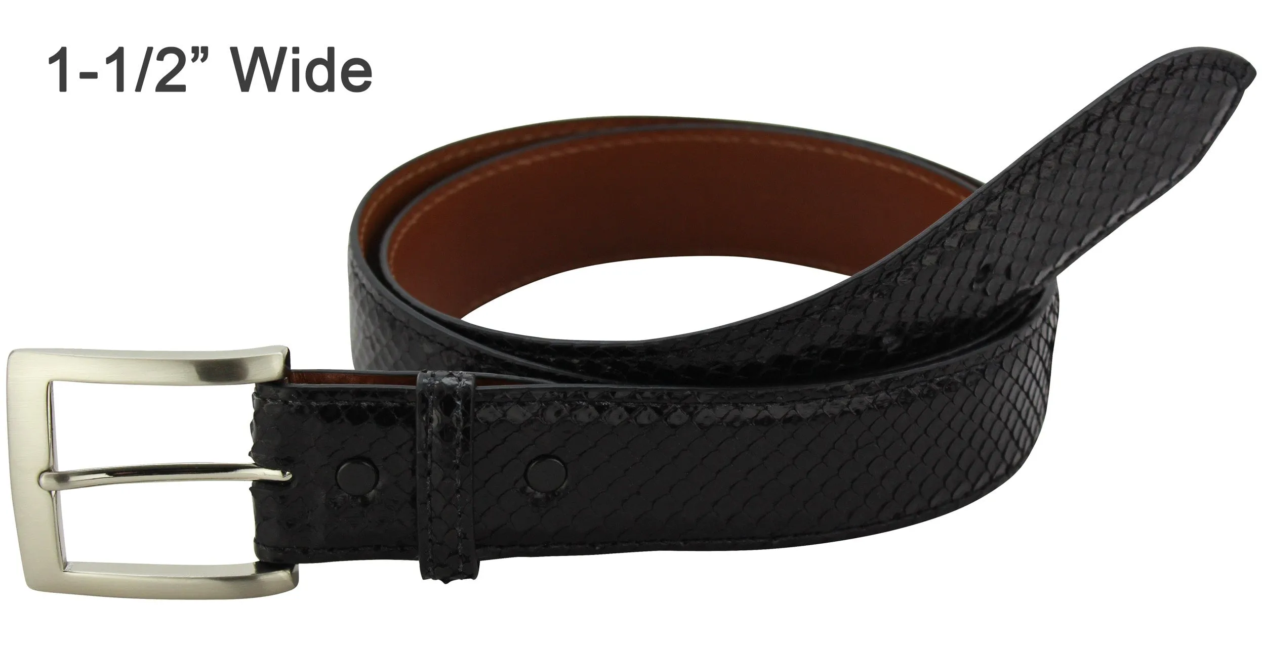 Black Python Snake Skin Designer Full Grain Leather Belt **Made To Order Allow 5 To 6 Weeks To Ship