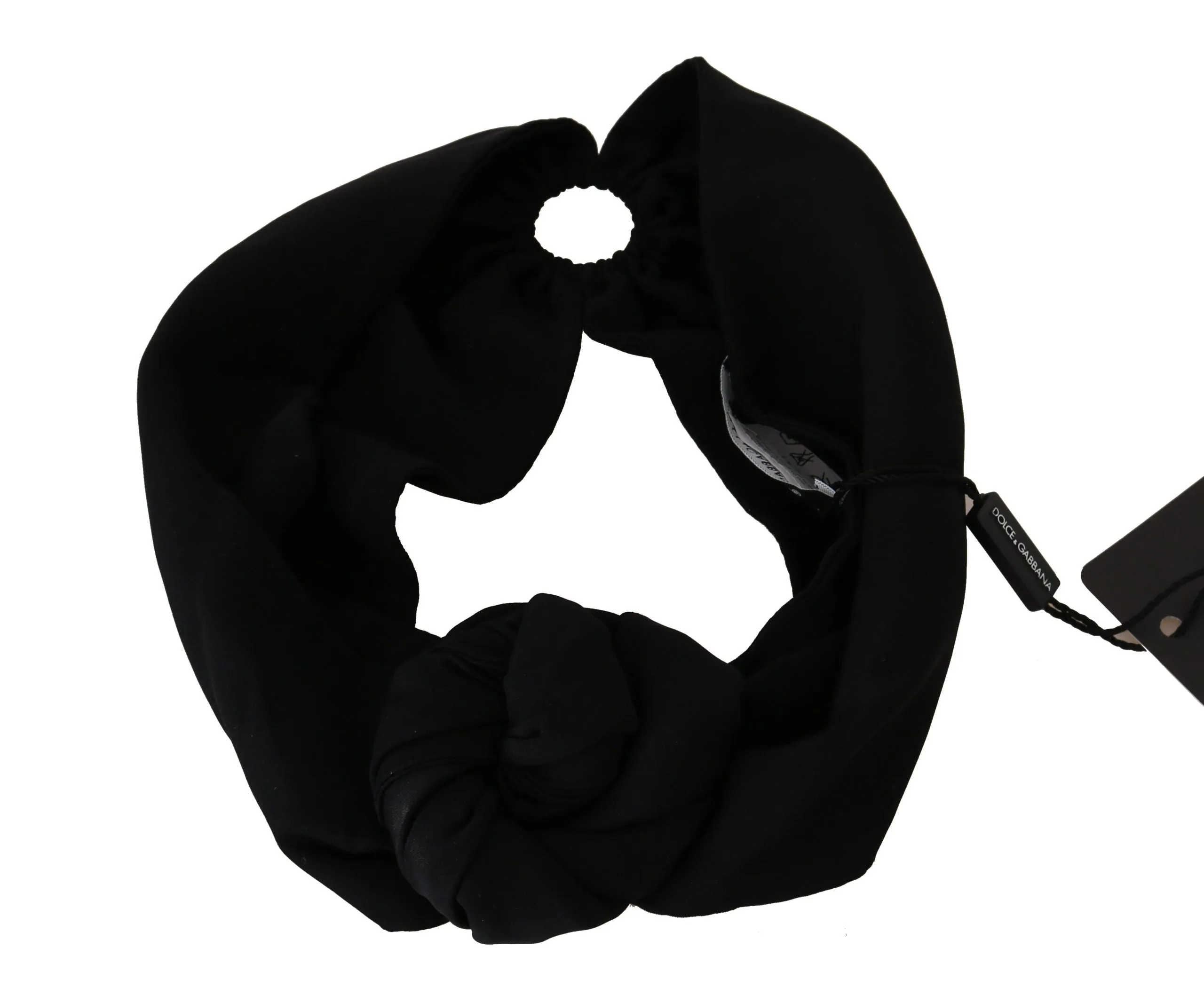 Black Silk Stretch Headwrap Flower Headband