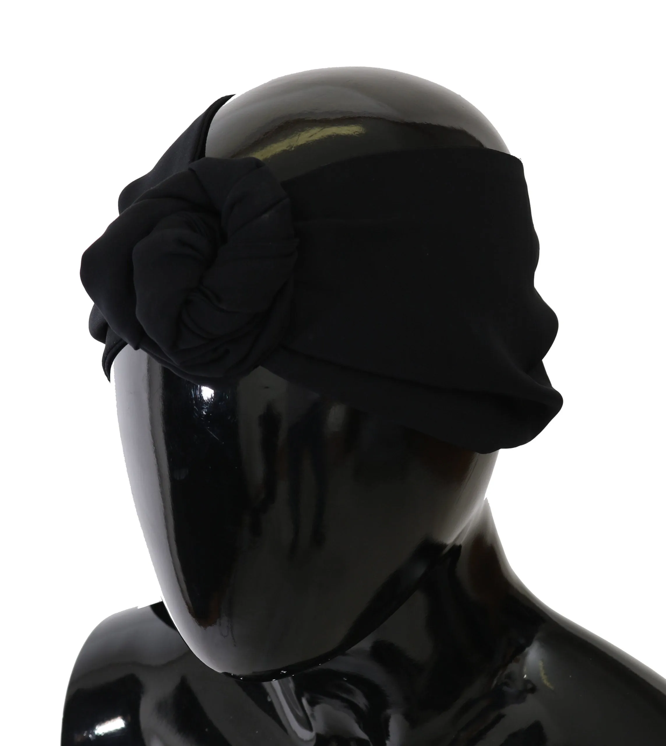 Black Silk Stretch Headwrap Flower Headband