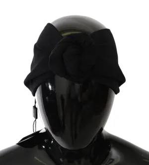 Black Silk Stretch Headwrap Flower Headband