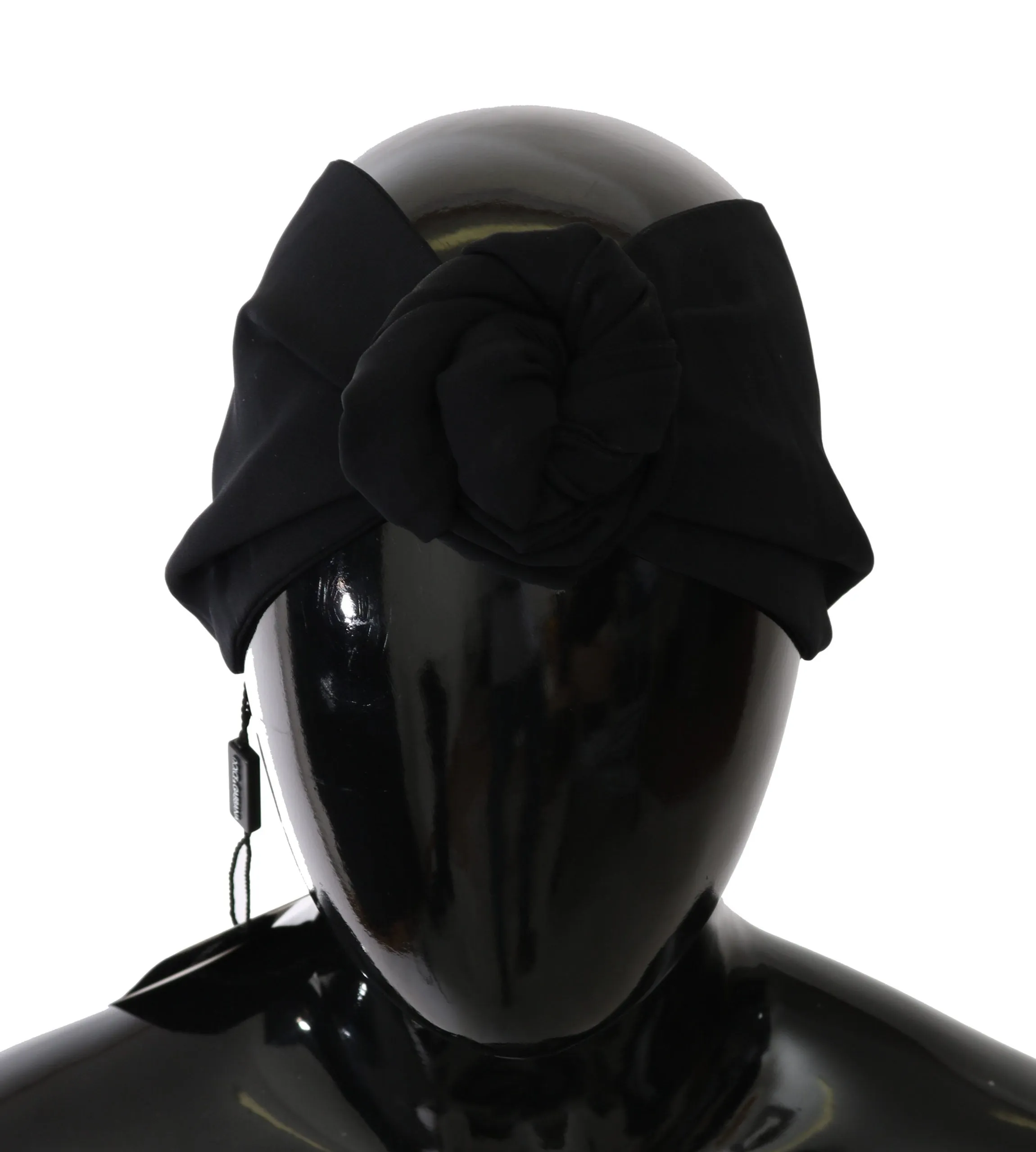 Black Silk Stretch Headwrap Flower Headband