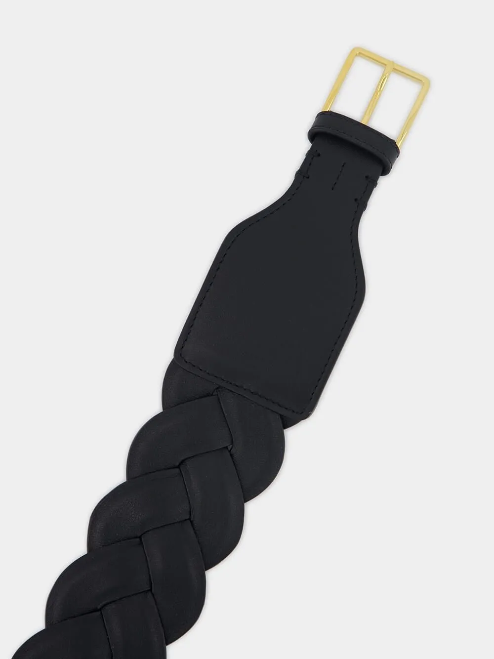 Black Skinny Braid Belt