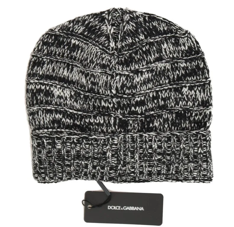 Black White Wool Winter Beanie