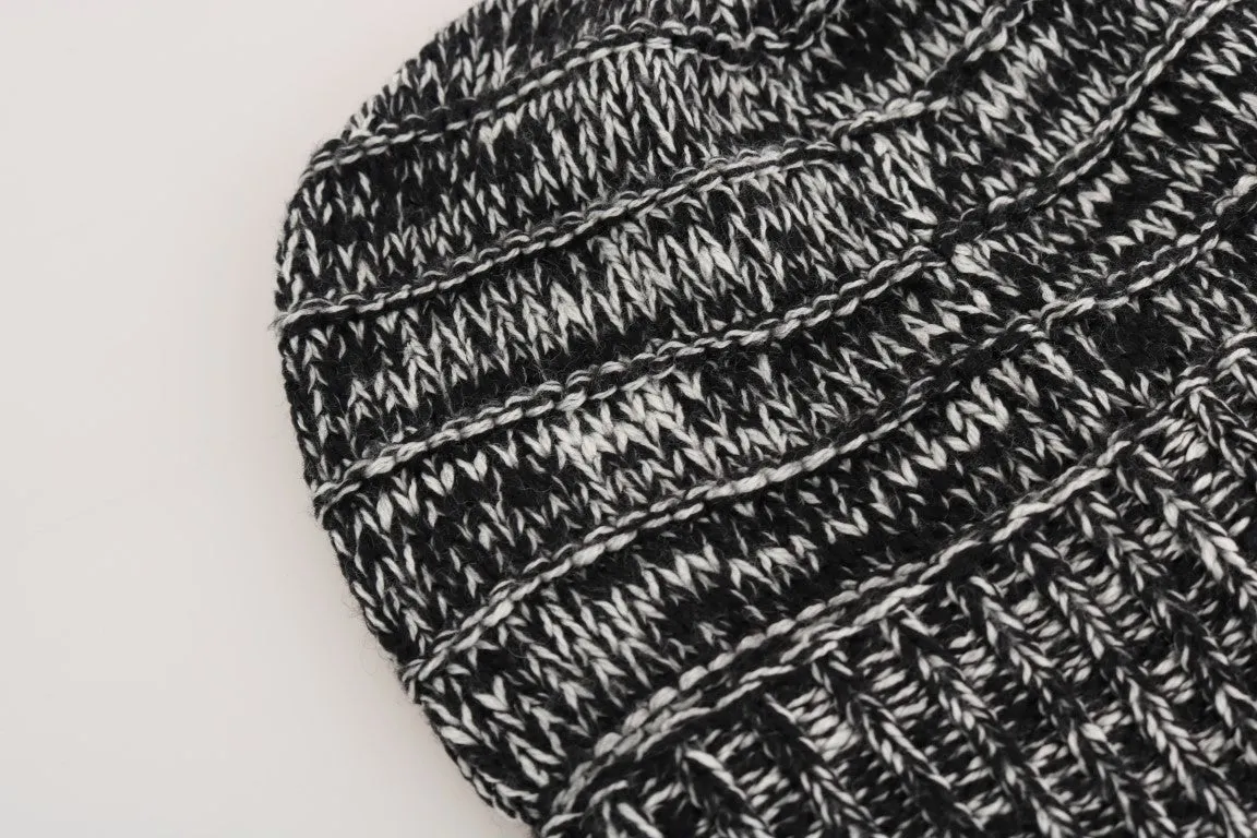 Black White Wool Winter Beanie