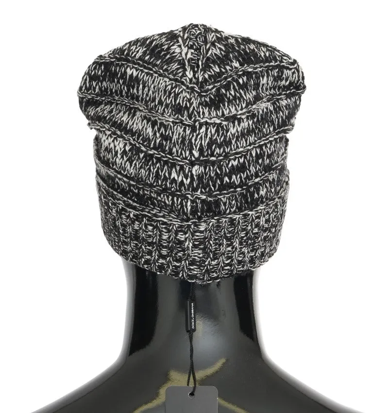 Black White Wool Winter Beanie