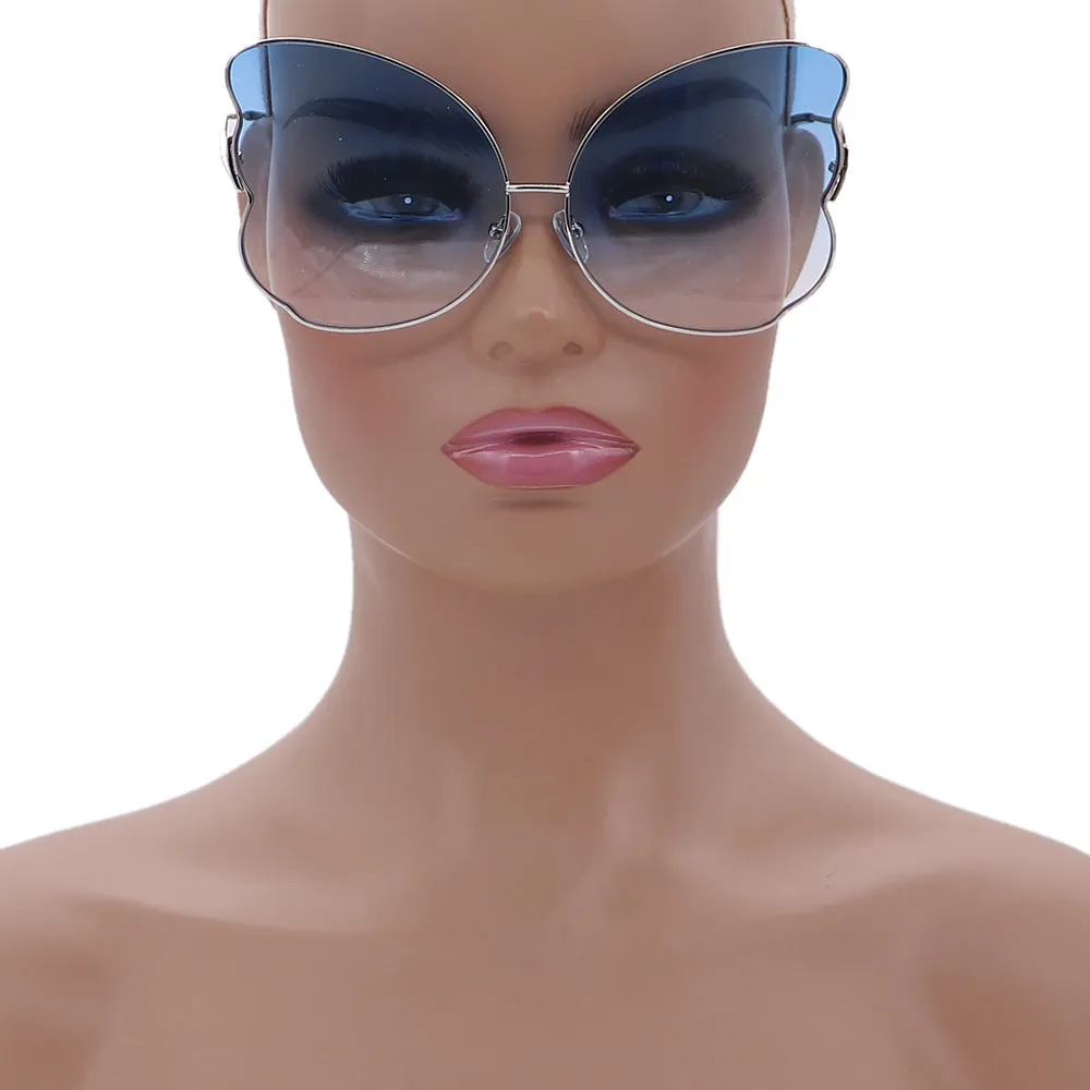Blue Butterfly Shaped Gradient Tinted Sunglasses