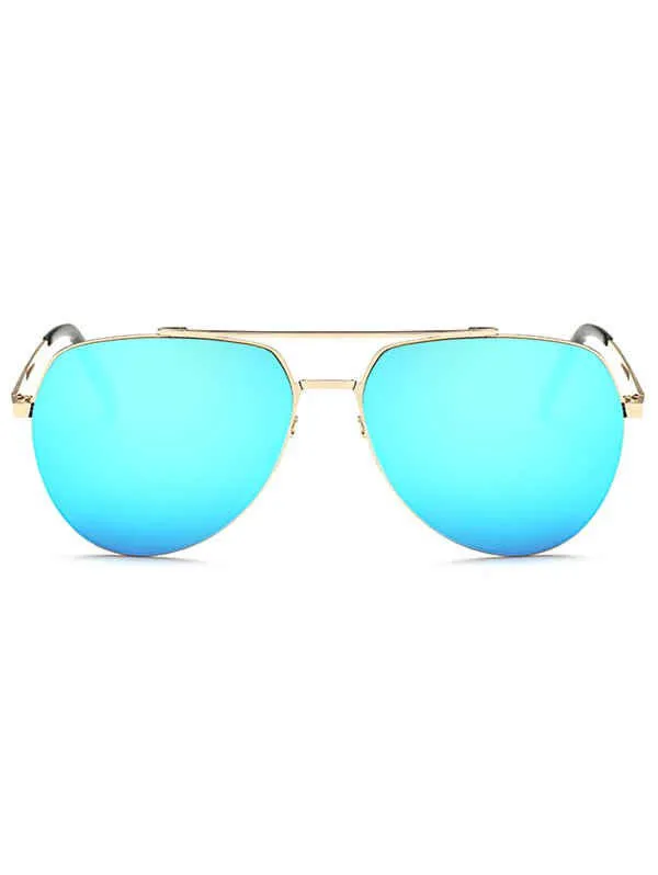 Blue Pink Lightweight Mirrored Pilot Sunglasses