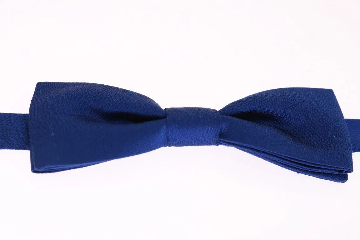 Blue Solid Silk Bowtie