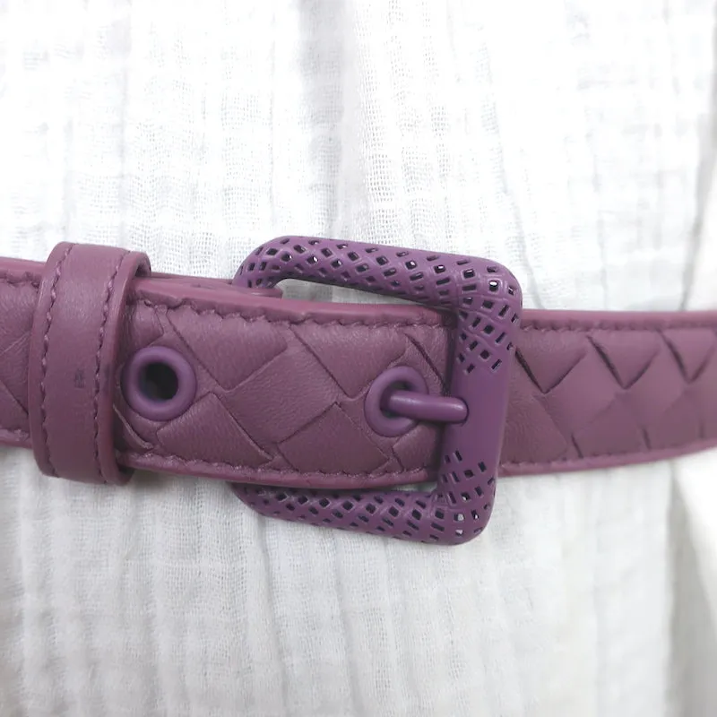 Bottega Veneta Intrecciato Skinny Belt Orchid Leather Size 80 US 32