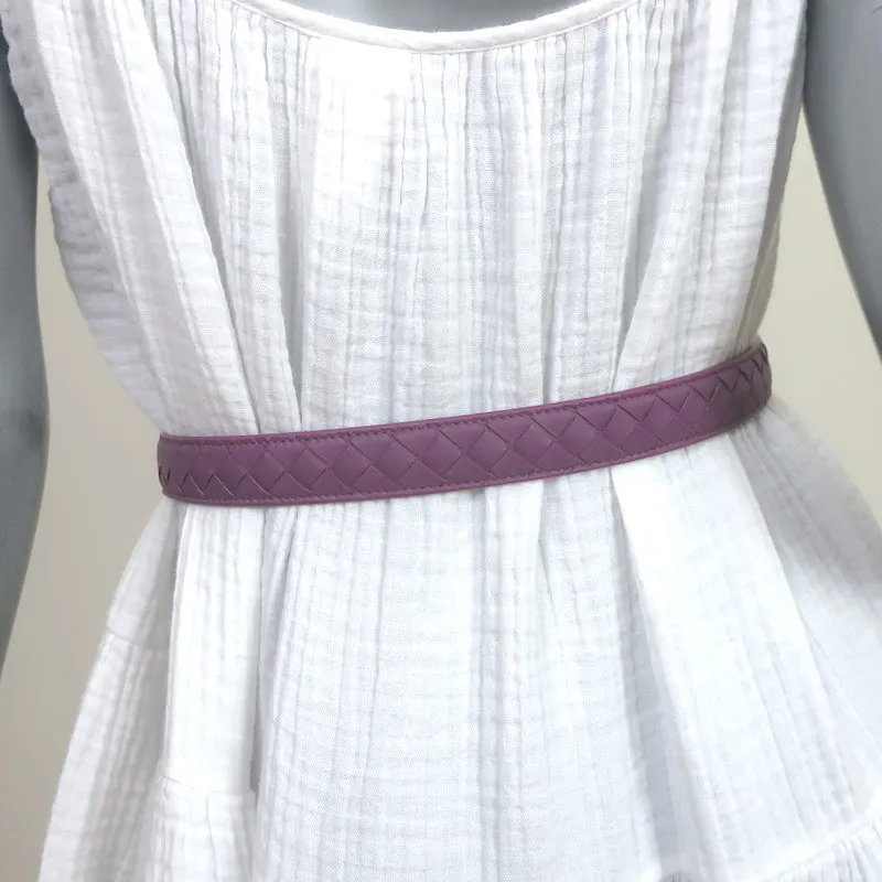Bottega Veneta Intrecciato Skinny Belt Orchid Leather Size 80 US 32