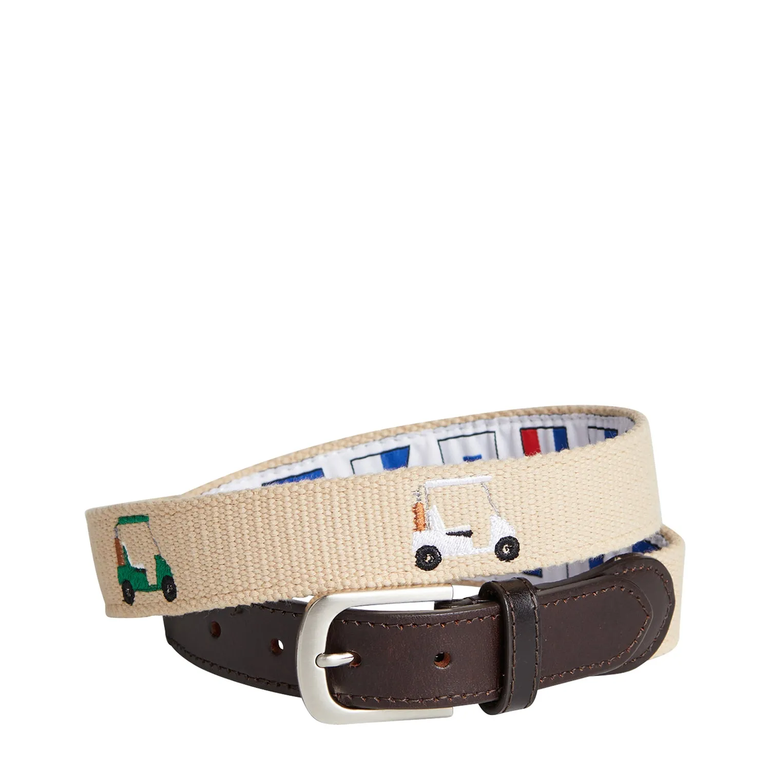 Bowsprit Belt Tan Embroidered With Golf Carts