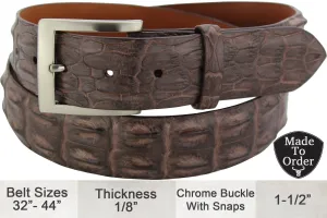 Brown Australian Saltwater Hornback Crocodile Designer Full Grain Leather Belt **Made To Order Allow 5 To 6 Weeks To Ship