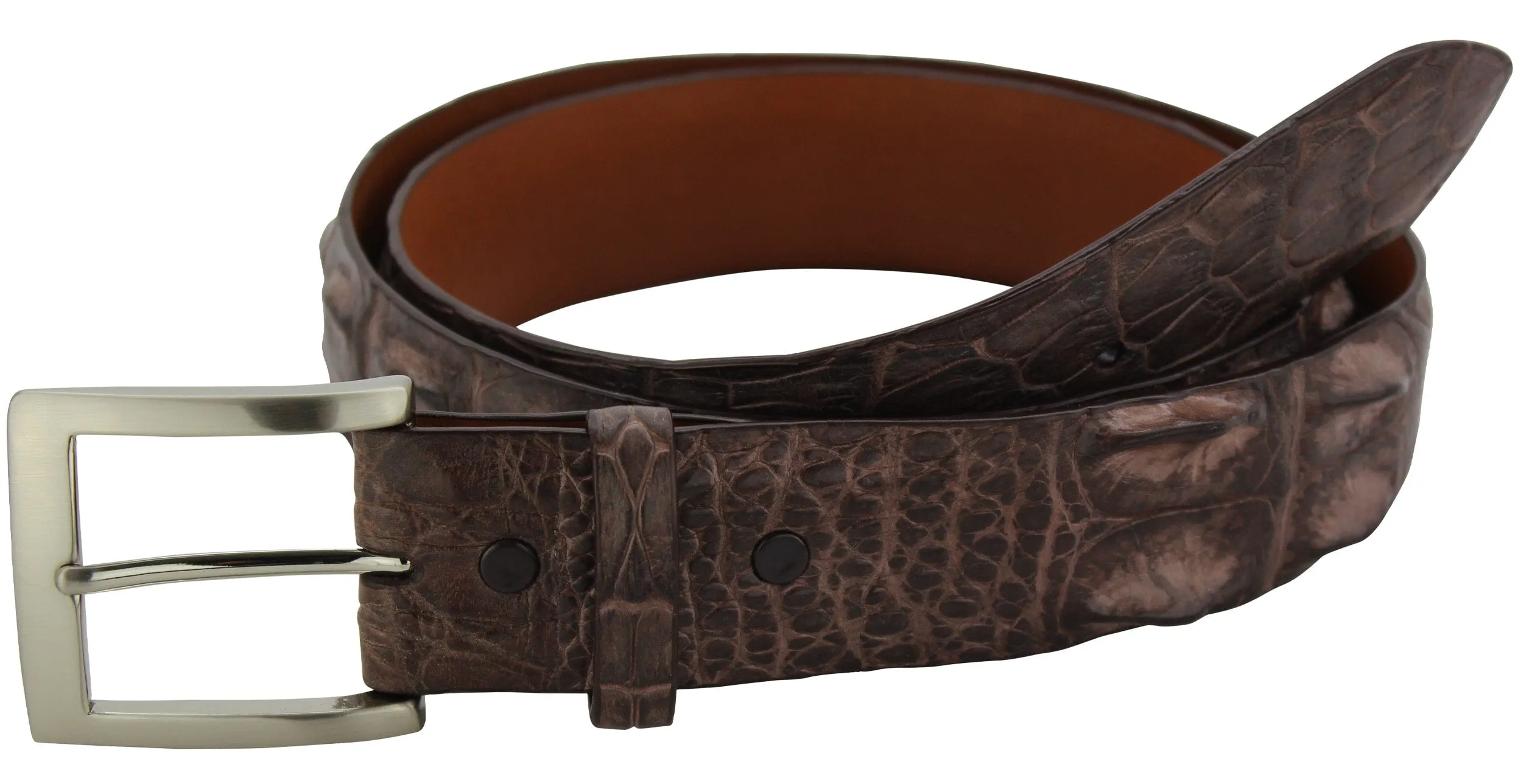 Brown Australian Saltwater Hornback Crocodile Designer Full Grain Leather Belt **Made To Order Allow 5 To 6 Weeks To Ship