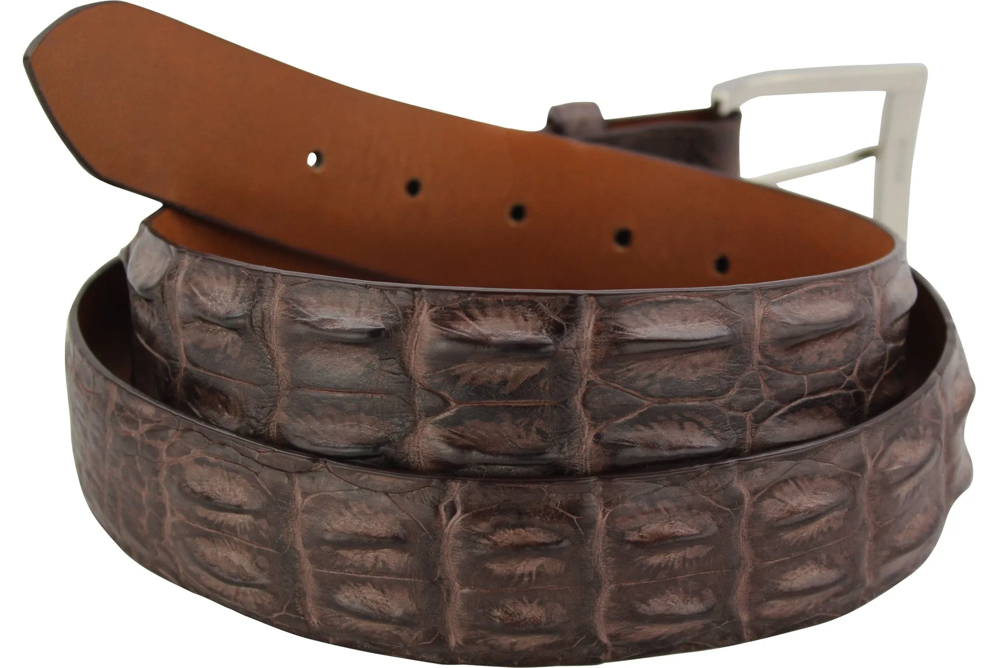 Brown Australian Saltwater Hornback Crocodile Designer Full Grain Leather Belt **Made To Order Allow 5 To 6 Weeks To Ship