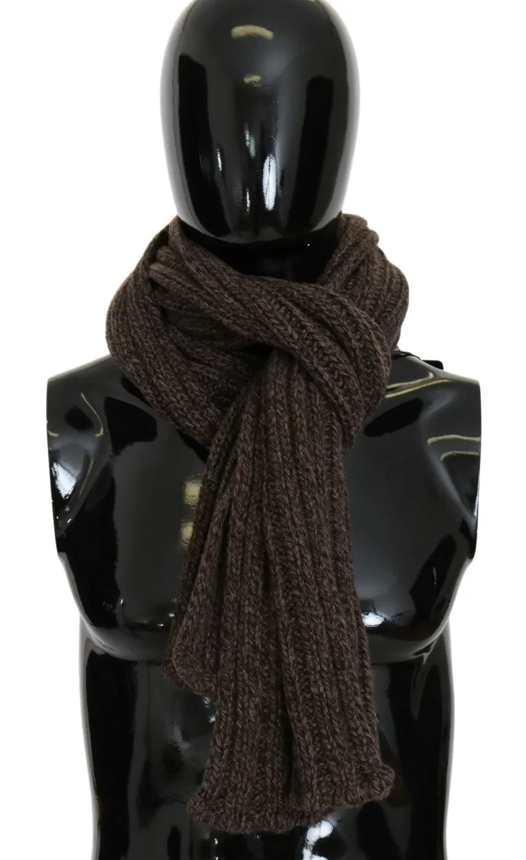Brown Cashmere Knitted Wrap Shawl Scarf