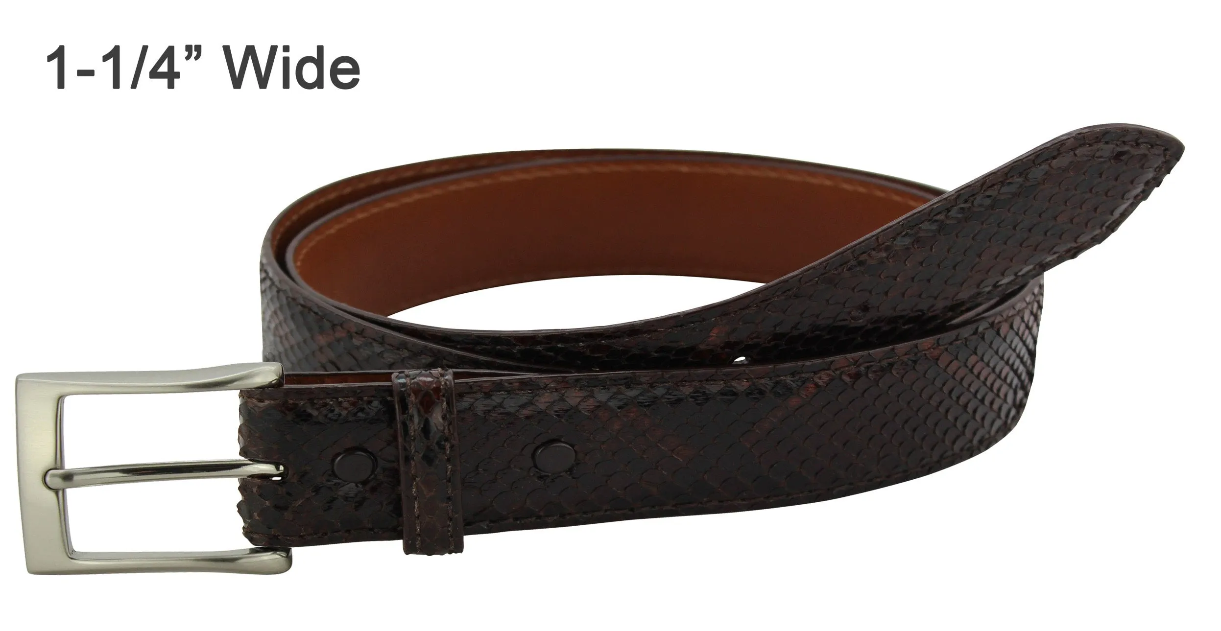 Brown Python Snake Skin Full Grain Leather Belt **Made To Order Allow 5 To 6 Weeks To Ship