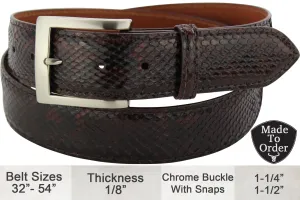 Brown Python Snake Skin Full Grain Leather Belt **Made To Order Allow 5 To 6 Weeks To Ship