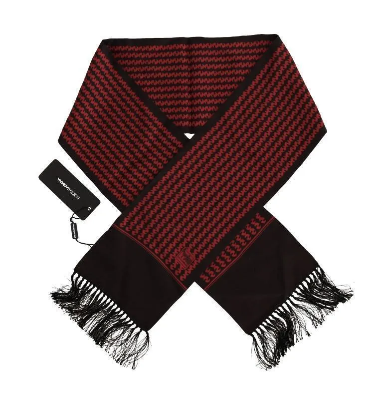 Brown Red Silk Scarf