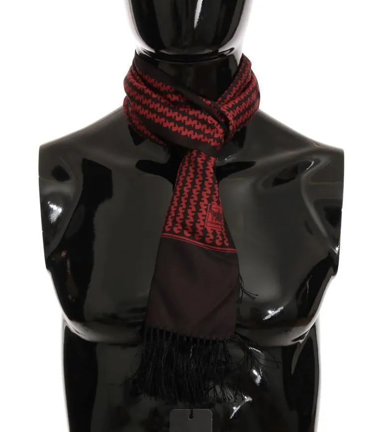 Brown Red Silk Scarf