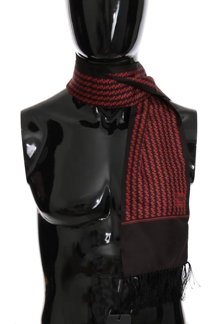 Brown Red Silk Scarf