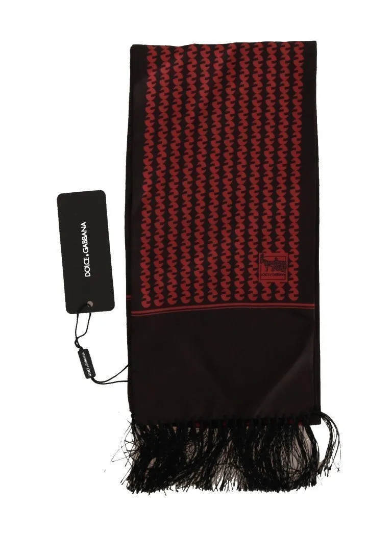 Brown Red Silk Scarf