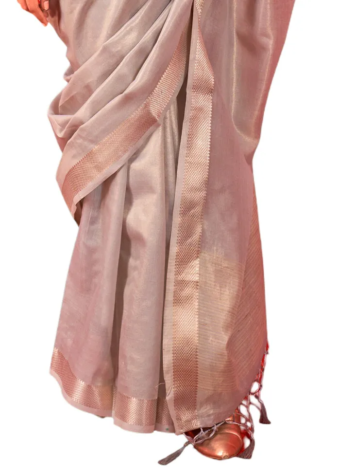 Brown Spun Silk Saree With Blouse Piece