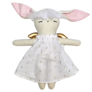 Bunny Angel Doll in Gold Dashed Dress