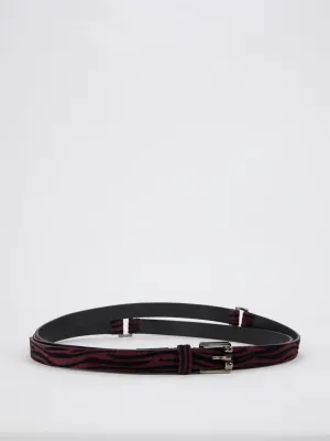 Burgundy Animal Print Suede Belt