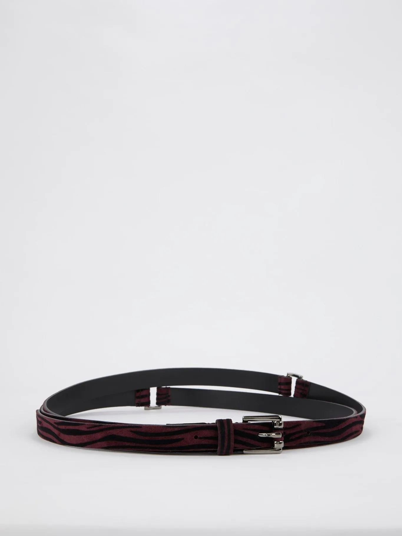 Burgundy Animal Print Suede Belt