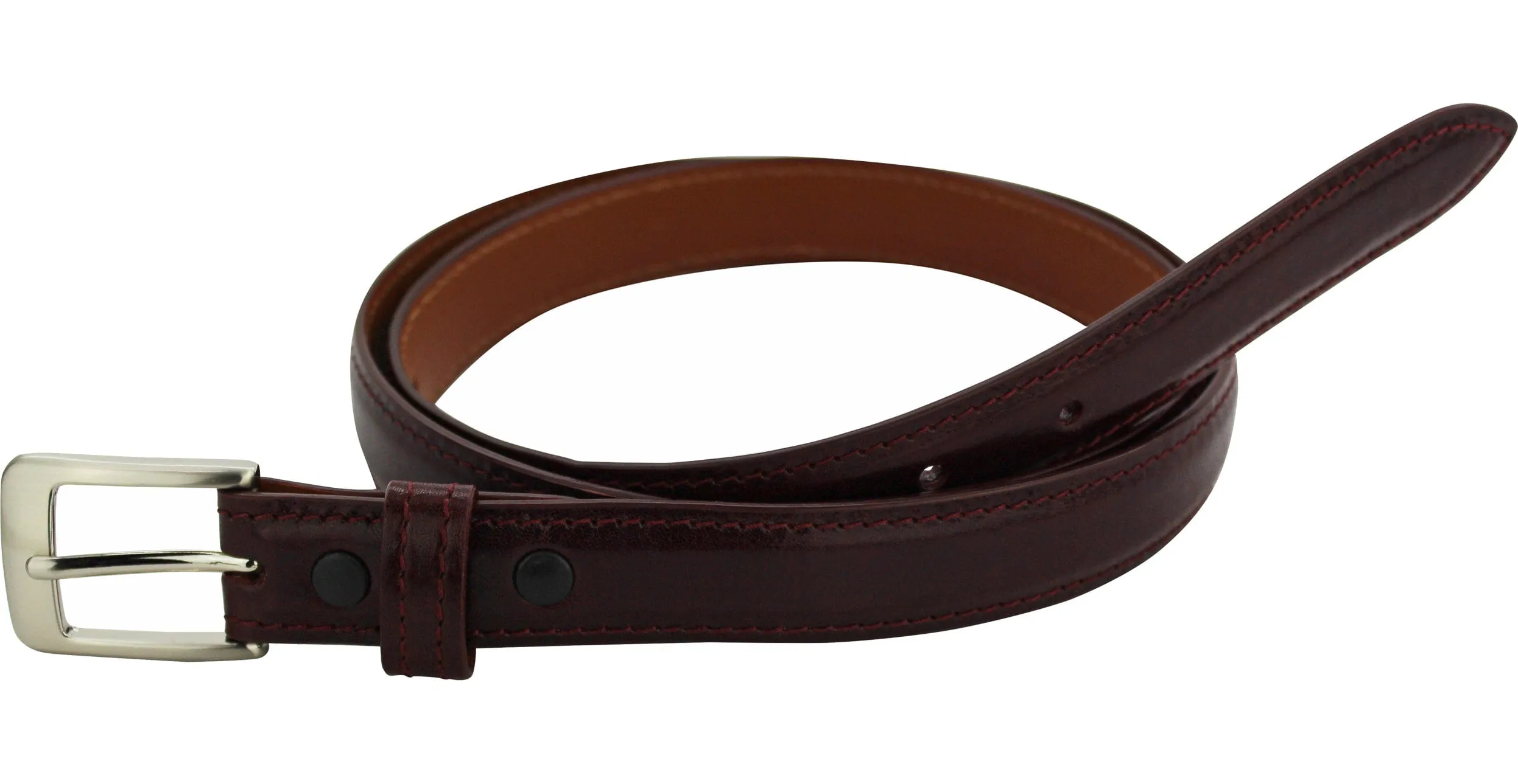Burgundy Italian Calf Leather Designer 1" Wide Dress Full Grain Leather Belt **Made To Order Allow 5 To 6 Weeks To Ship