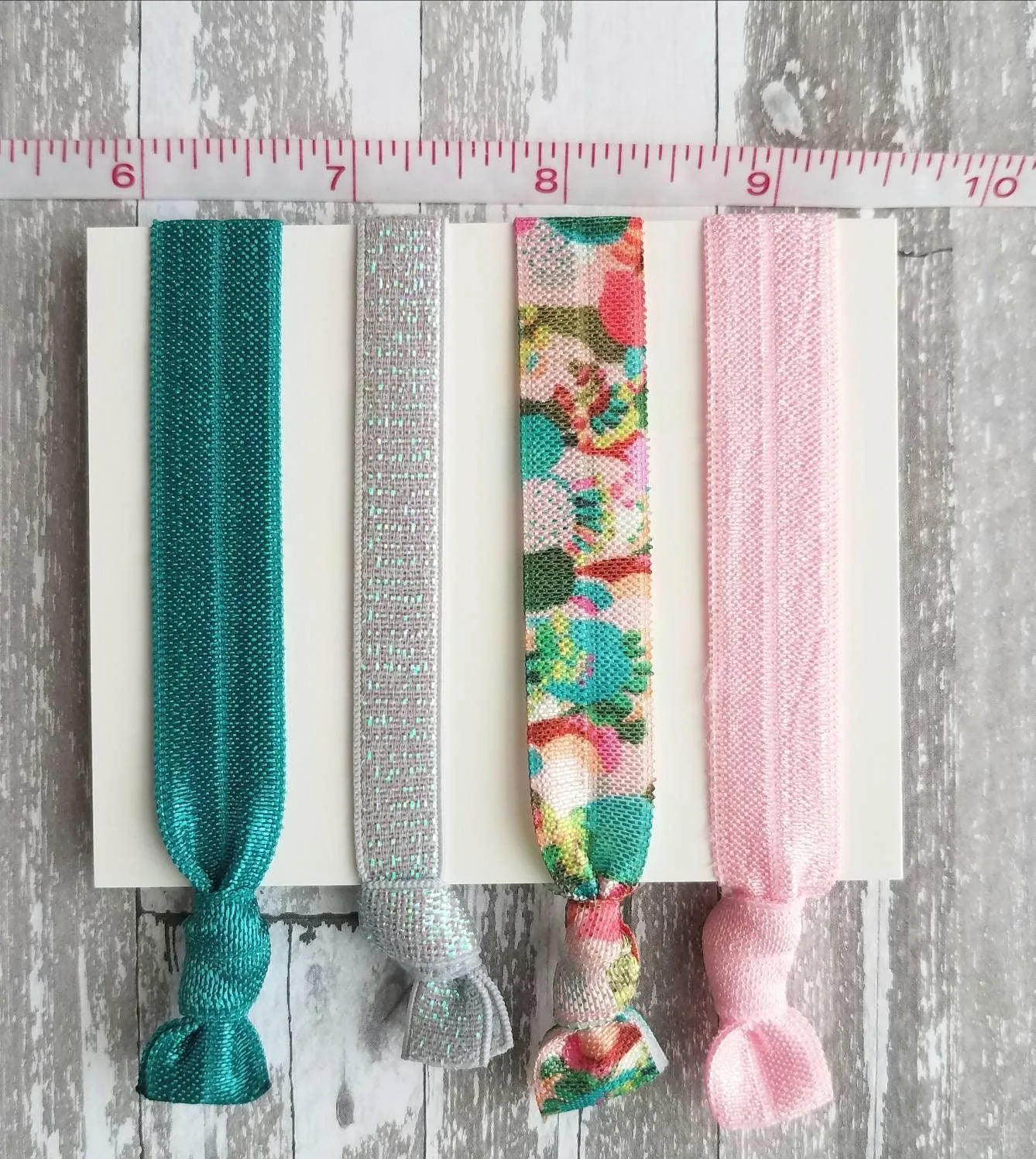 Cactus Hair Accessory Set - pink/aqua teal succulent plant cacti desert plant - tie elastic ribbon ponytail holder band gift ladies girls