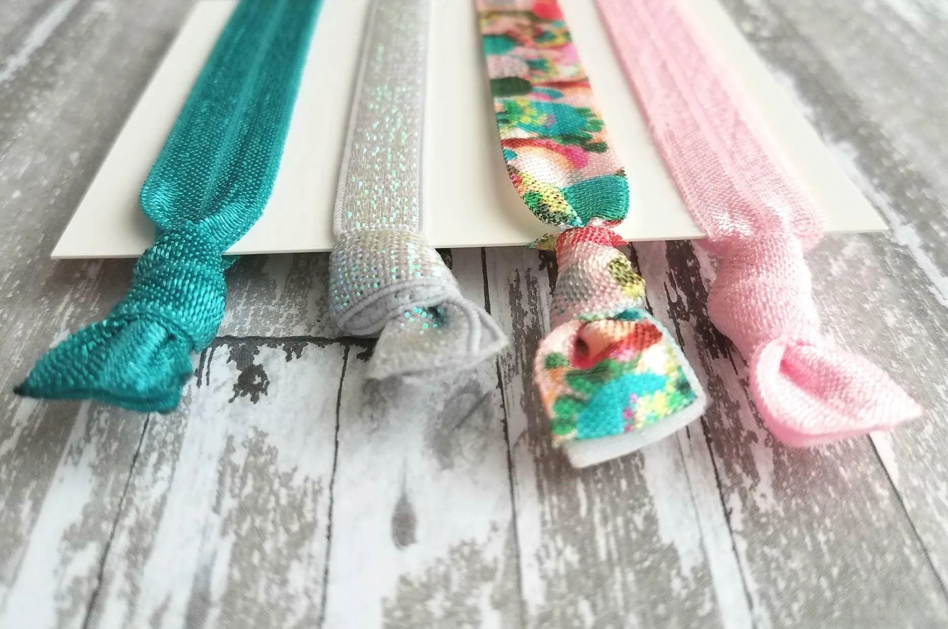 Cactus Hair Accessory Set - pink/aqua teal succulent plant cacti desert plant - tie elastic ribbon ponytail holder band gift ladies girls