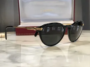 Cartier Black Lumen 22k Gold Vintage Sunglasses Glasses Frames