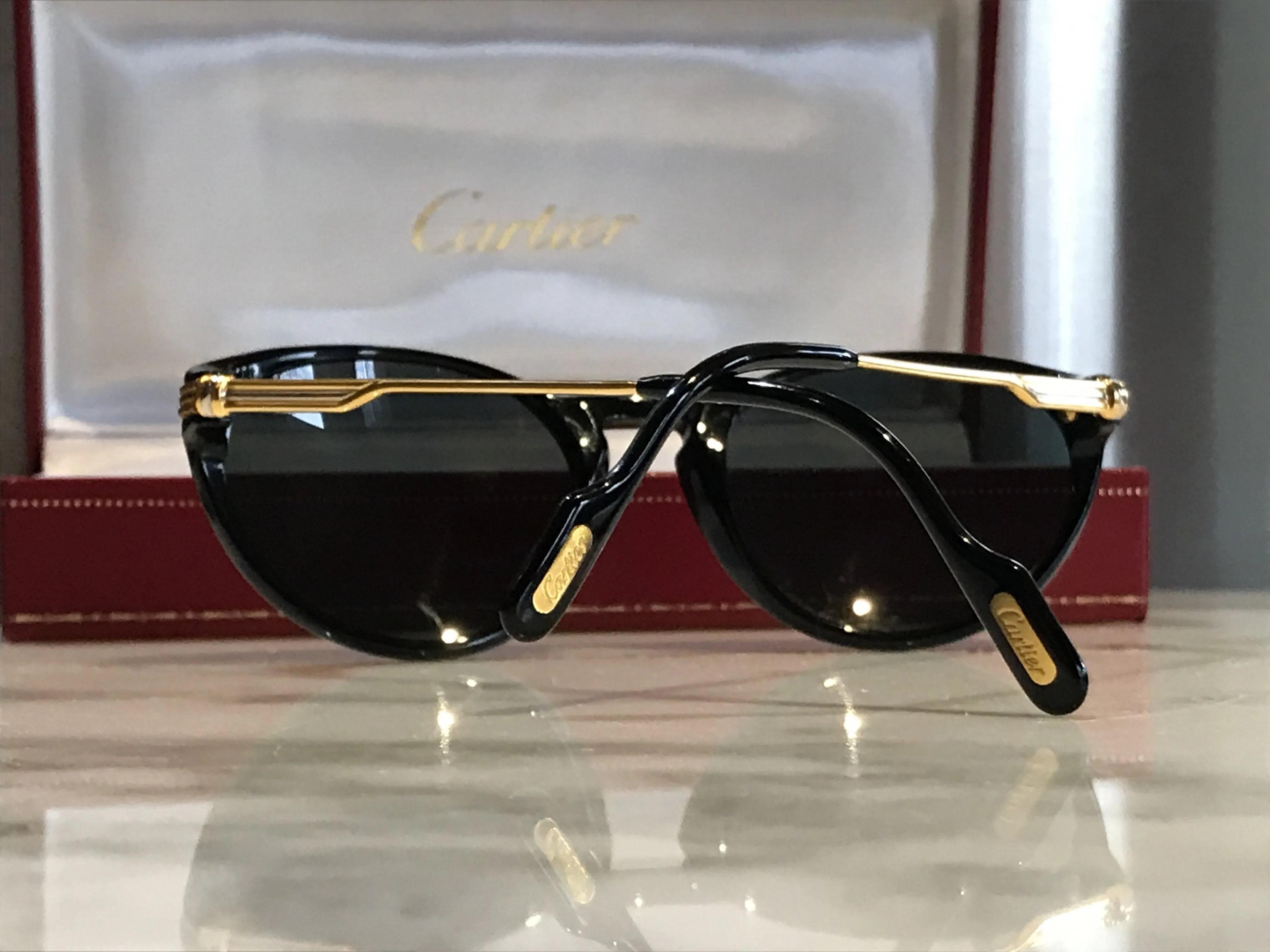 Cartier Black Lumen 22k Gold Vintage Sunglasses Glasses Frames