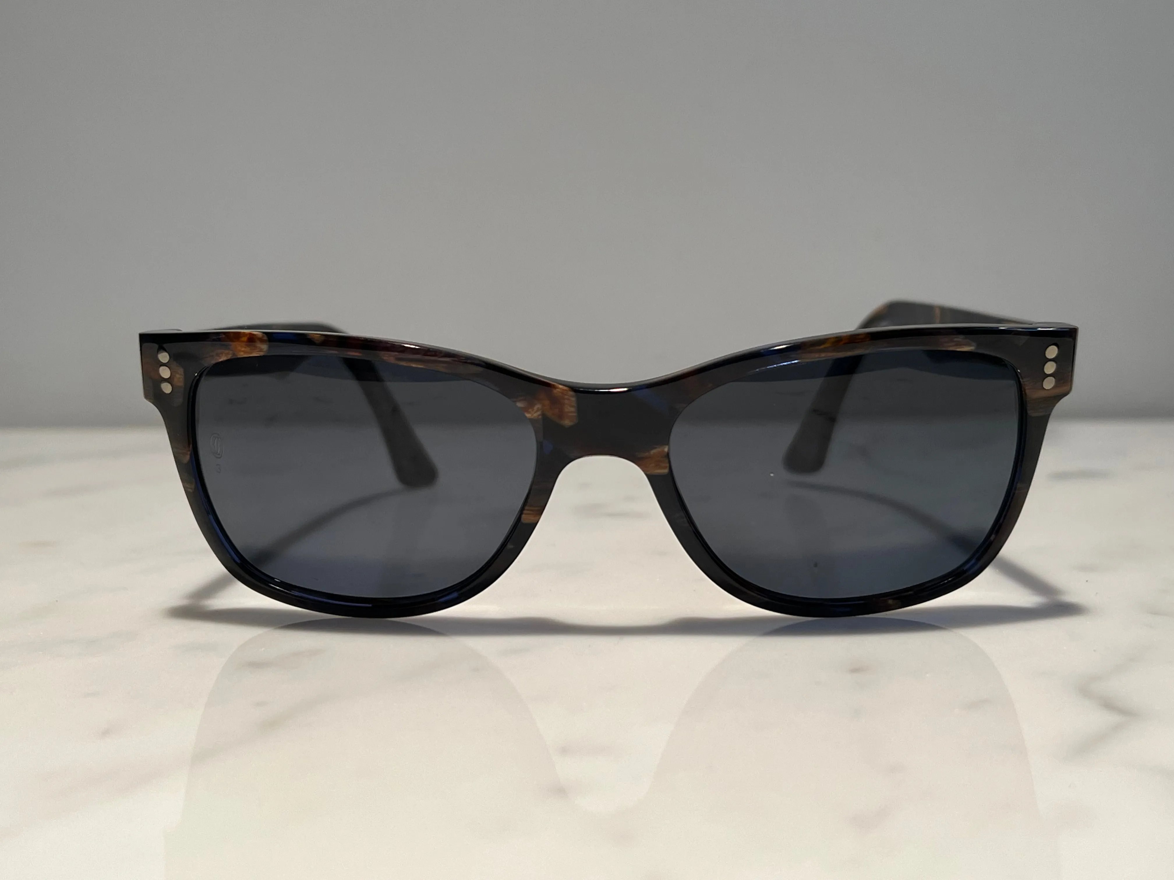 Cartier Duke Square Vintage Glasses Sunglasses Frames Horn Woods Platinum
