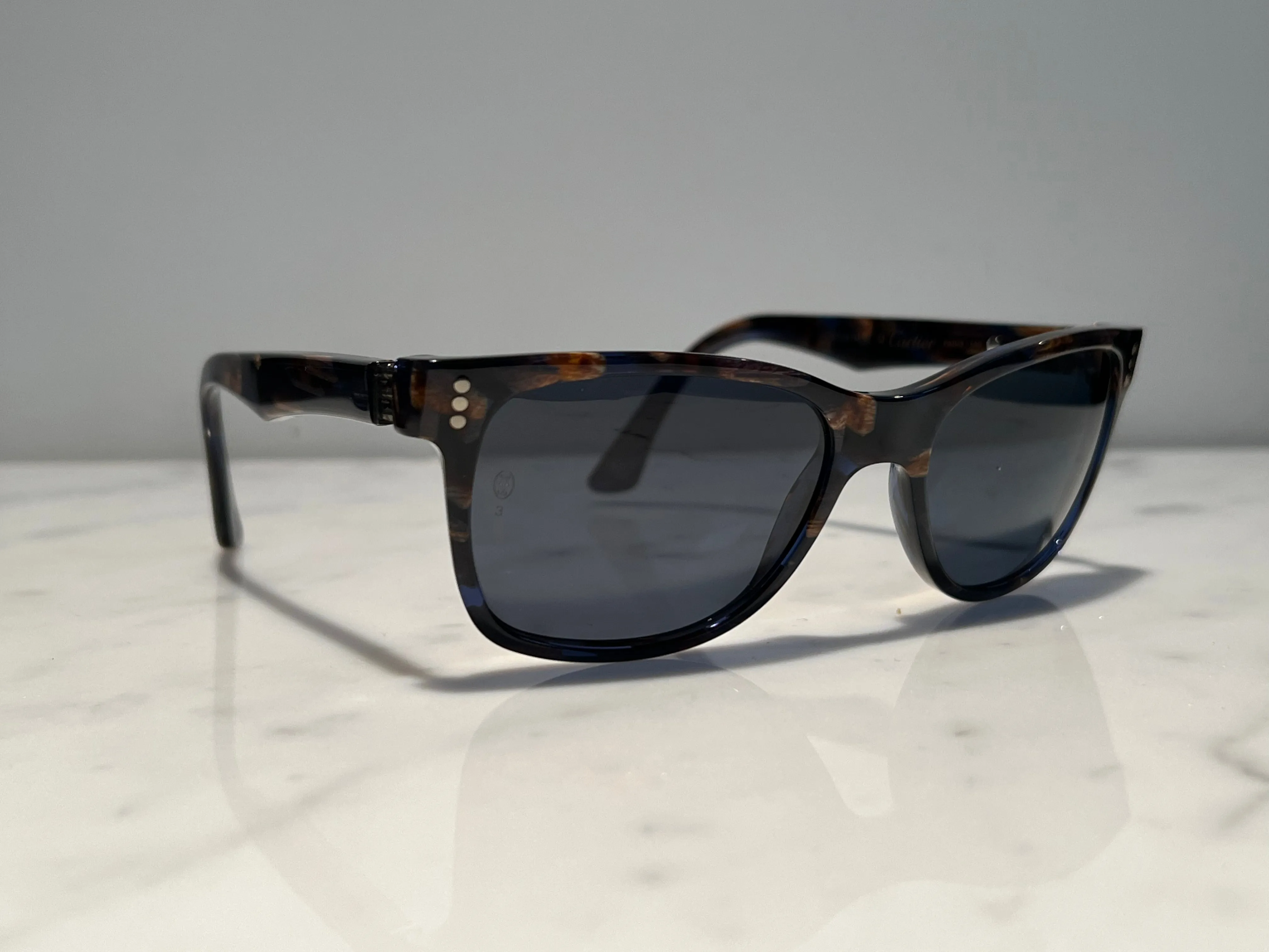 Cartier Duke Square Vintage Glasses Sunglasses Frames Horn Woods Platinum
