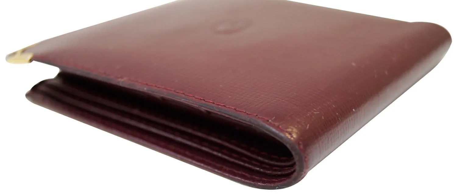 CARTIER Must De Bifold Burgundy Calfskin Bifold Wallet