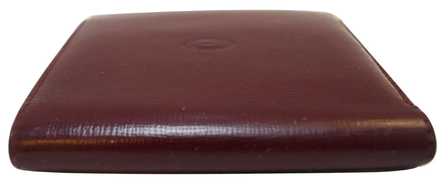 CARTIER Must De Bifold Burgundy Calfskin Bifold Wallet