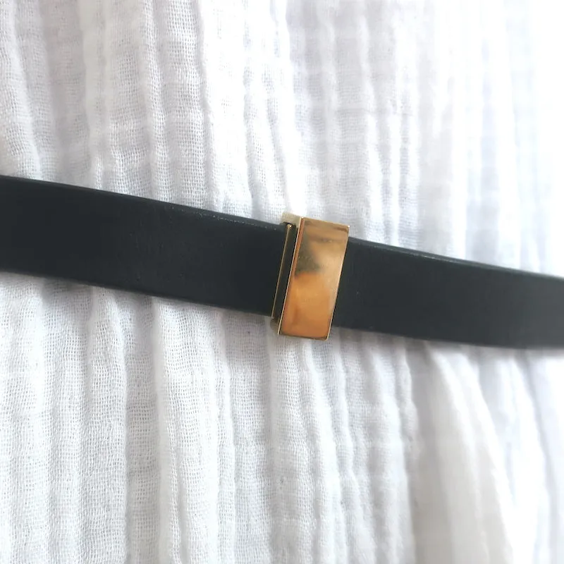 Celine Skinny Belt Black Leather Size 36