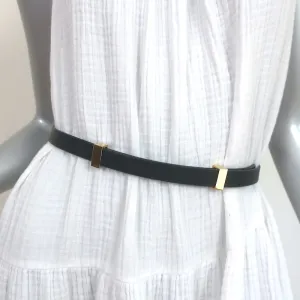 Celine Skinny Belt Black Leather Size 36