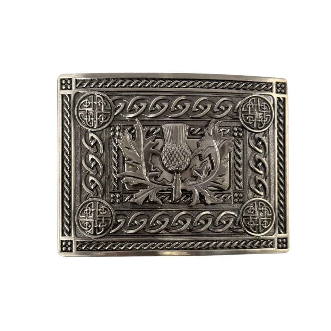 Celtic Knot Belt Buckle - Intricate Thistle - Antique Finish