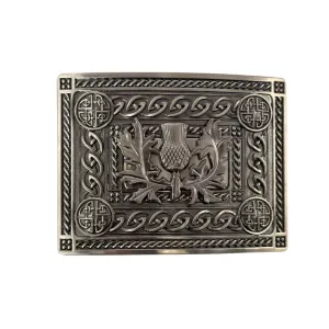 Celtic Knot Belt Buckle - Intricate Thistle - Antique Finish