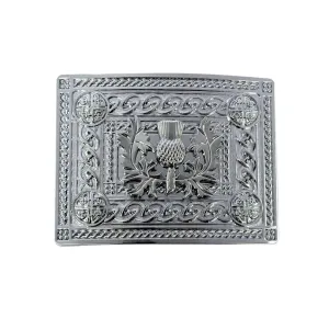 Celtic Knot Belt Buckle - Intricate Thistle - Chrome Finish