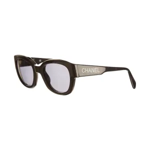 Chanel Black Round Logo Sunglasses