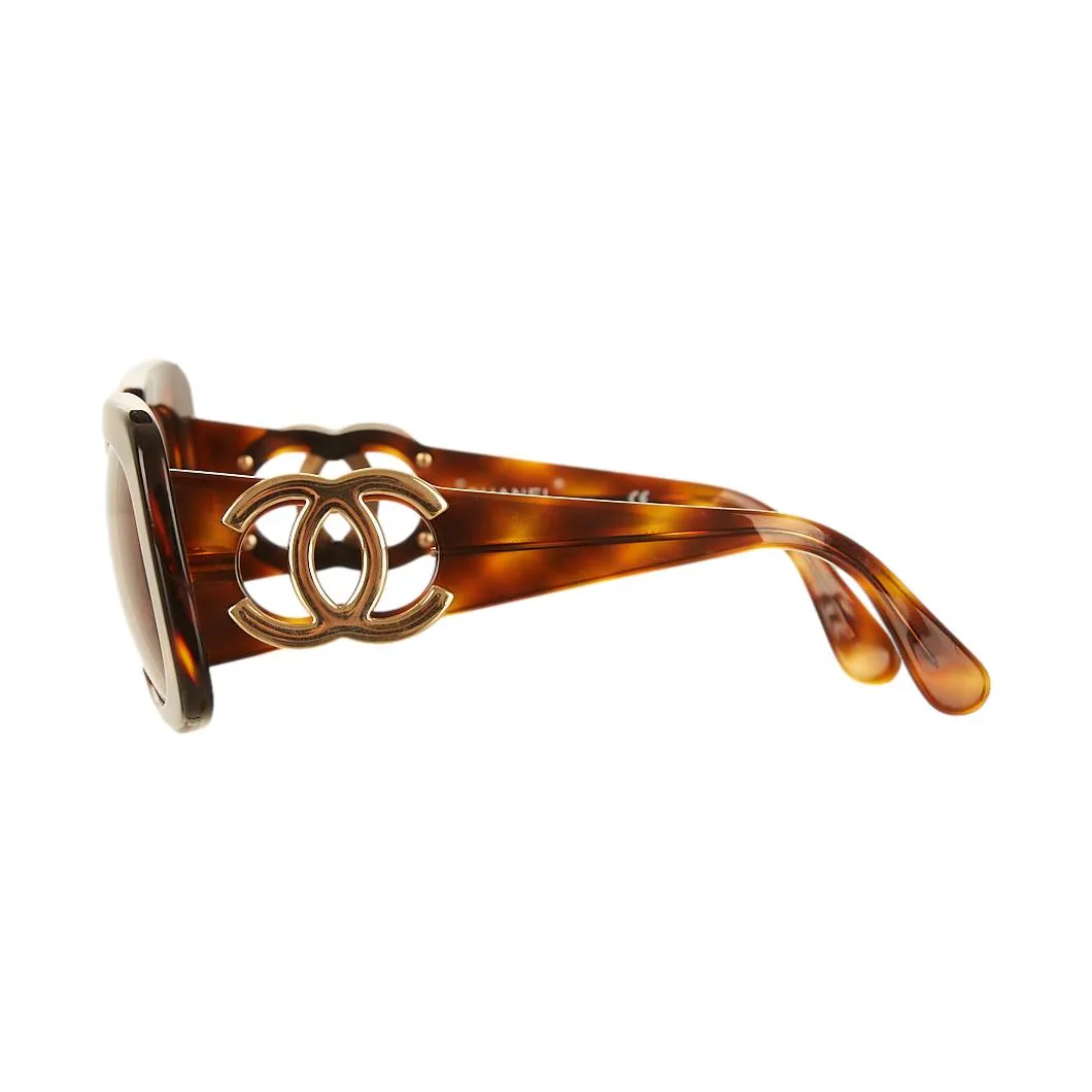 Chanel Brown Jumbo Logo Sunglasses