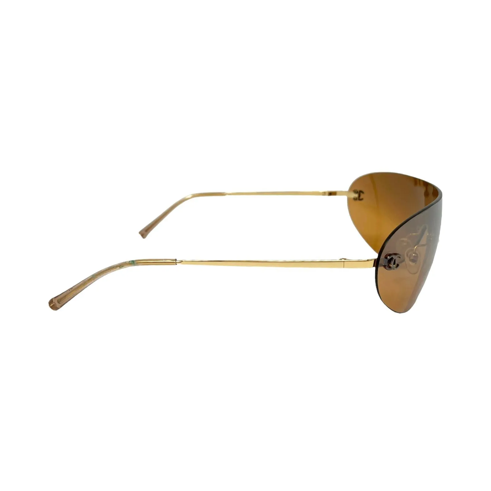 Chanel Orange Rimless Pearl Sunglasses