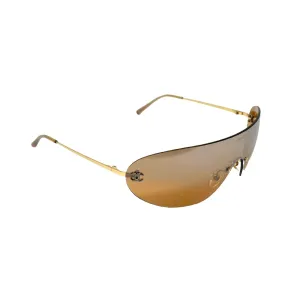 Chanel Orange Rimless Pearl Sunglasses
