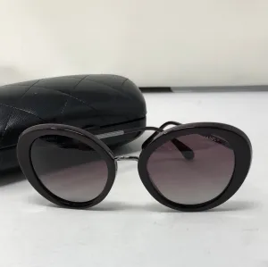 Chanel Polarised Burgundy Plastic Round Sunnies