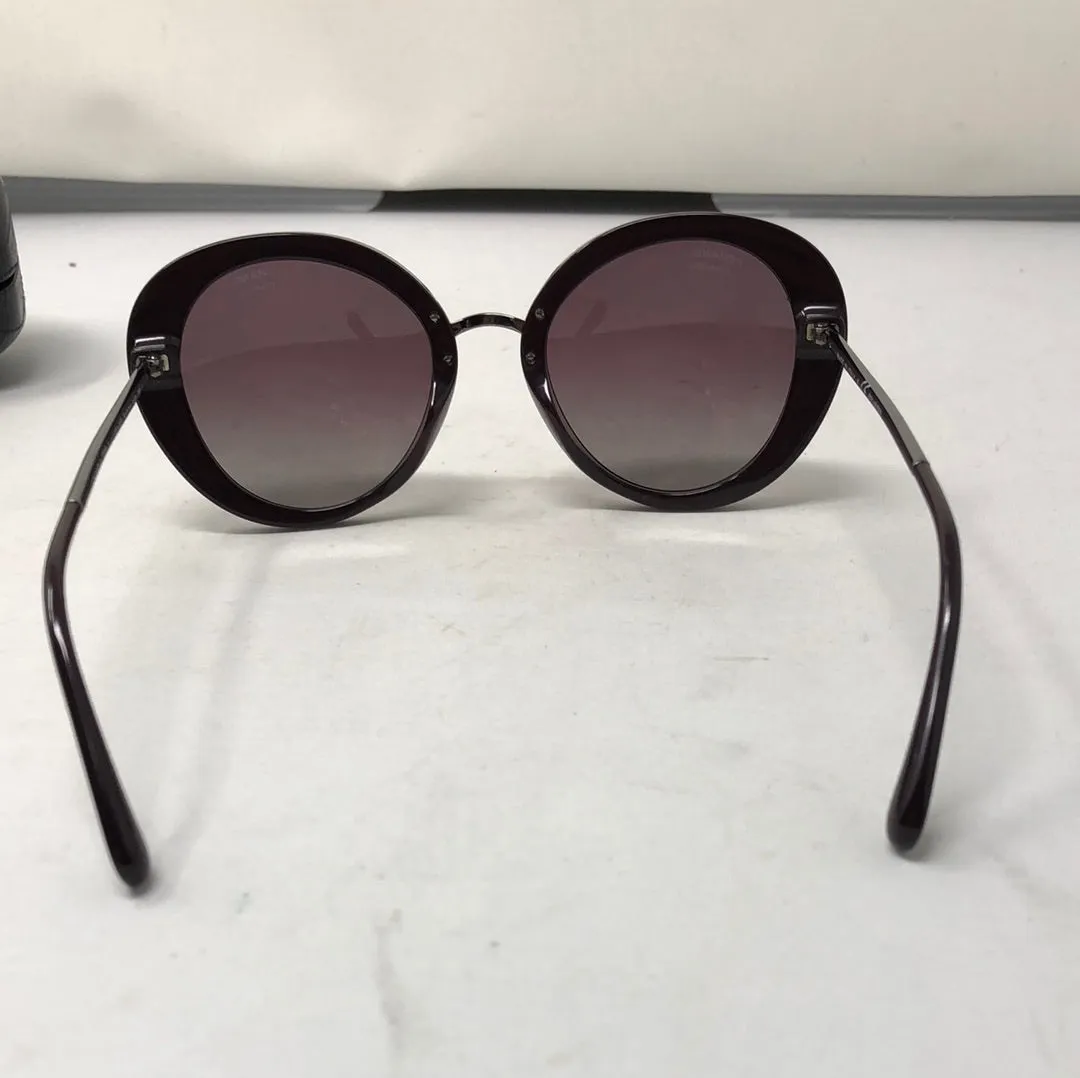 Chanel Polarised Burgundy Plastic Round Sunnies